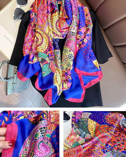 Fashion Scarves Scarf 100% Silk Feeling Scarf Silk Like Scarves Long Lightweight Sunscreen Shawls for Women