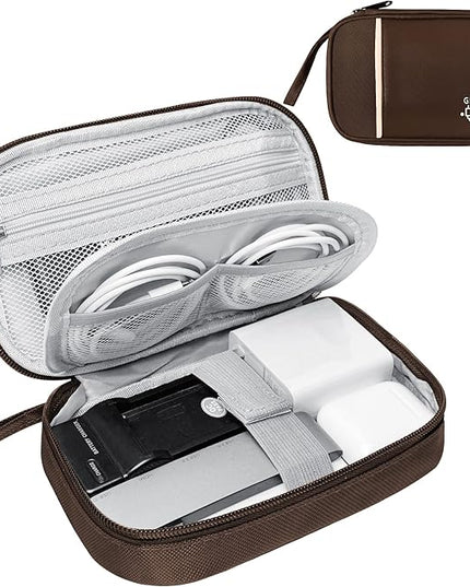 Travel Cable Organizer Bag Pouch Electronic Accessories Carry Case Portable Waterproof All-in-One Storage Bag for Cable,Charger, Phone, Hard Drive，SD Card-Coffee