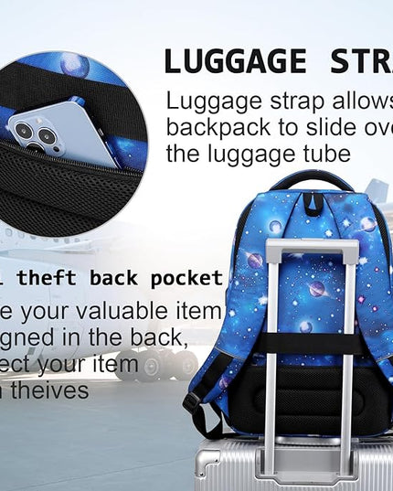 Laptop Backpack,Business Travel Anti Theft Slim Durable Laptops Backpack with USB Charging Port,Water Resistant College Computer Bag for Women & Men Fits 15.6 Inch Laptop and Notebook-Dreamy Blue