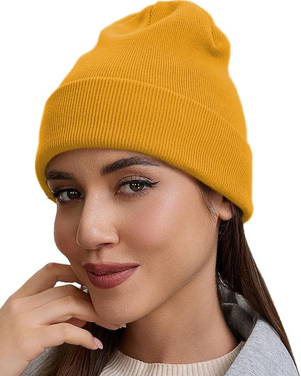 100% Cotton Beanie Hat- Unisex Ultra Soft Winter Warm Stretch Knit Cuffed Hats Fisherman Beanies Skull Cap