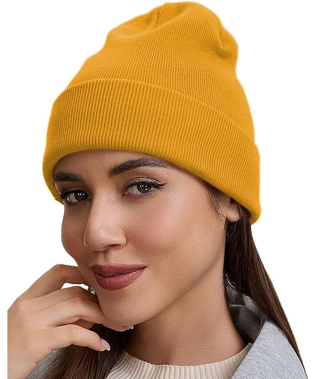 100% Cotton Beanie Hat- Unisex Ultra Soft Winter Warm Stretch Knit Cuffed Hats Fisherman Beanies Skull Cap