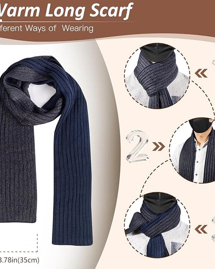 Men Women Winter Beanie Hats Scarf with Touchscreen Gloves Warm Knit Themal Gloves Long Scarf Set with Fleece Lined