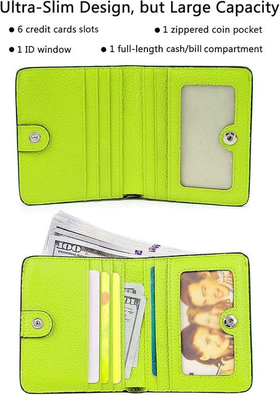AINIMOER Small Leather Wallet for Women, Ladies Credit Card Holder RFID Blocking Women's Mini Bifold Pocket Purse