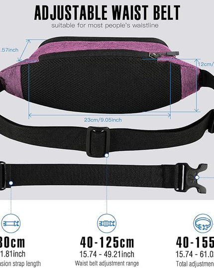 WATERFLY Fanny Pack Waist Bag: Small Hip Pouch Bum Bag Fannie Pack Phanny Fannypack Waistpack Bumbag Beltbag Sport Slim Fashionable for Jogging Hiking Hiker Woman Man