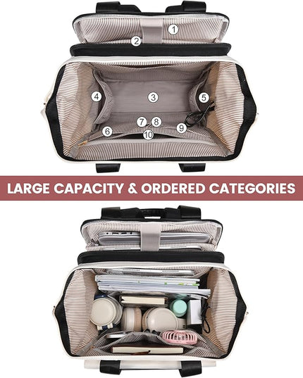 LOVEVOOK 17.3 Inch Laptop Backpack for Women, Large Capacity Travel Backpack with Organizer Bag, Waterproof Carry on Backpack Work Bag with USB Port, Teacher Nurse Backpack Purse, 2PCS