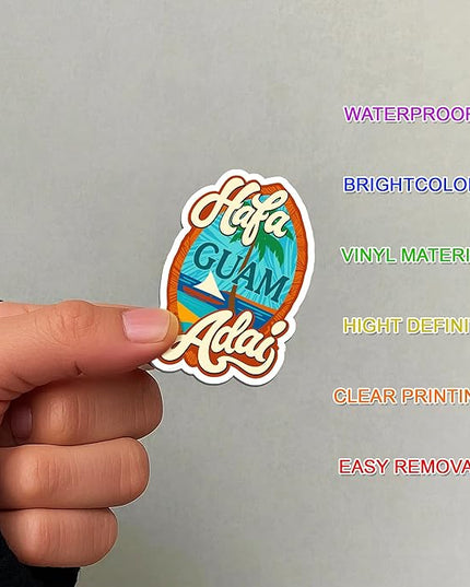 100 Pcs Guam Hafa Adai Stickers Pack Tropical Travel Waterproof Vinyl Decals for Laptop Water Bottle Car Scrapbook Funny Traveling Sticker Gift for Teens Birthday Men Adults All Ages