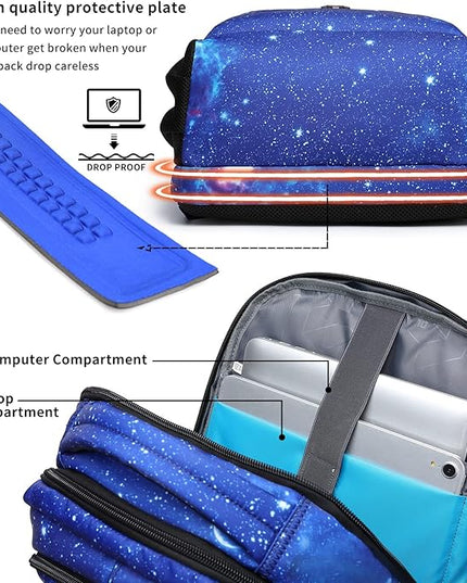 DUSLANG 17 Inch Travel Laptop Backpack Water Resistant College Backpack for Men Laptop Bag with USB Charging Port,Sky Blue