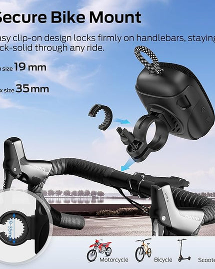Monster S300 Bluetooth Shower Speaker, IPX7 Waterproof Wireless Portable Bike Speaker with RGB Lights, 10H Playtime, Powerful Sound, BT6.0, Bike Accessories, TWS, for Outdoors/Travel/Home, Black