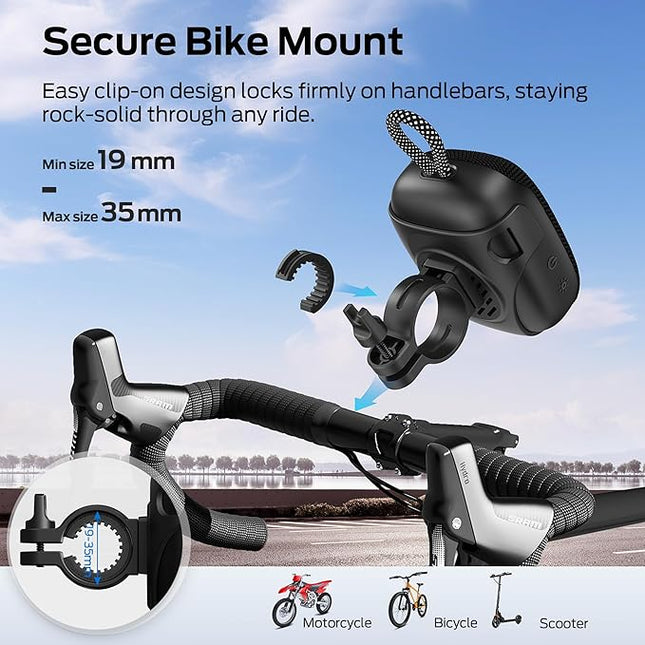 Monster S300 Bluetooth Shower Speaker, IPX7 Waterproof Wireless Portable Bike Speaker with RGB Lights, 10H Playtime, Powerful Sound, BT6.0, Bike Accessories, TWS, for Outdoors/Travel/Home, Black