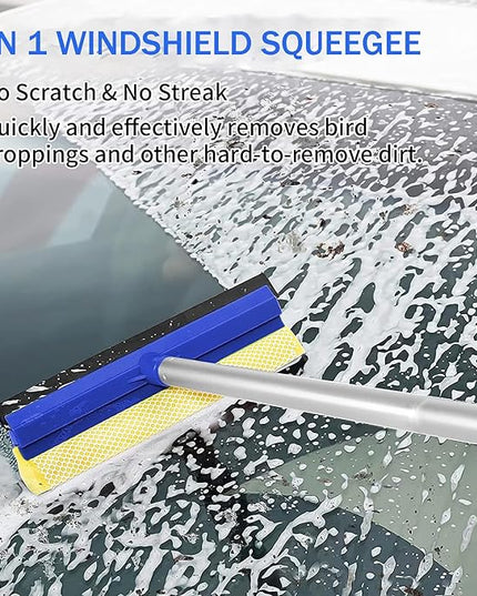 Wontolf 62'' Car Wash Brush with Long Handle, Scratch-Free Soft Bristles Sturdy Car Wash Mop Kit, Complete Car Cleaning Brush Kit Wash Mitt Towel Windshield Squeegee Wheel Tire Brush for Car Truck RV