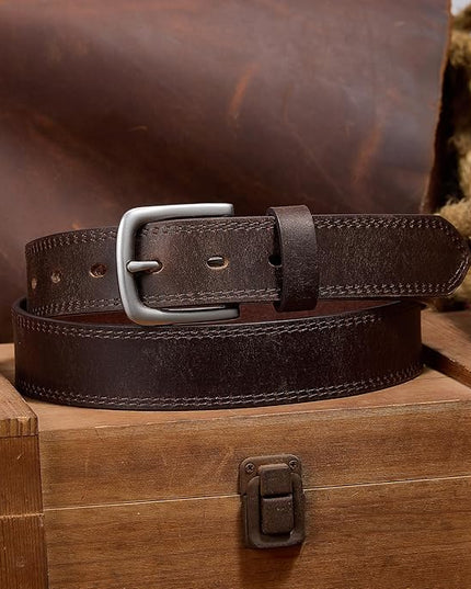 VATAN Men's Genuine Leather Casual Every Day Jeans Belts, Handmade Men Leather Belt with Gift Box