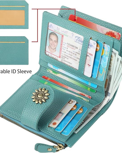 Lavemi Womens Leather Wallet Small Compact RFID Blocking Credit Card Case Purse with Zipper Pocket | Small, Compact, RFID Blocking, Zipper Pocket, Small, Compact