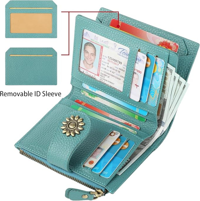 Lavemi Womens Leather Wallet Small Compact RFID Blocking Credit Card Case Purse with Zipper Pocket | Small, Compact, RFID Blocking, Zipper Pocket, Small, Compact