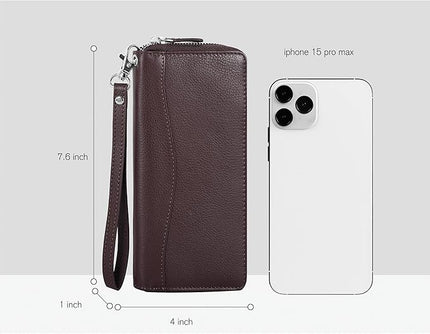 Oak Leathers Ladies Wallet for Women - RFID Womens Wallet Clutch with 8 Credit Card Holder, Coin Pocket, Gift for Women’s Brown Purse
