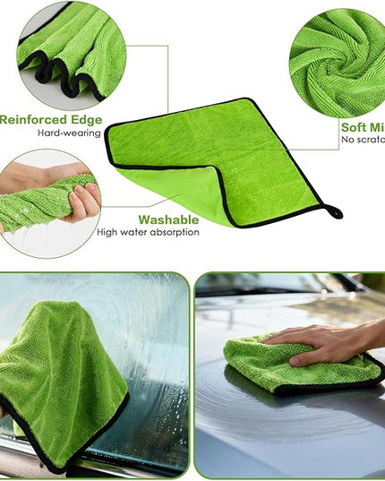 7PCS Windshield Cleaner Tool, Car Windshield Cleaner Tool+Side Mirror Squeegee +3 Microfiber Pads+100ml Spray Bottle+1 Detailing Brush,12-19inches Extendable Handle,180° Rotation