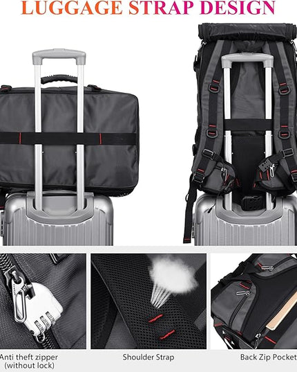 WITZMAN Carry on Travel Backpack for Men Women Airline Approved Convertible Nylon Duffle Backpack Luggage Bag (B682 Silvery Grey)