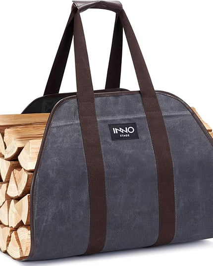 INNO STAGE Canvas Wood Carriers Log Tote Bag,40"X19" Firewood Holder,Fireplace Wood Stove Accessories