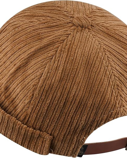 CLAPE Brimless Beanie Hat Corduroy Watch Cap Rolled Cuff Docker Cap Leon Skull Harbour Hat Unisex