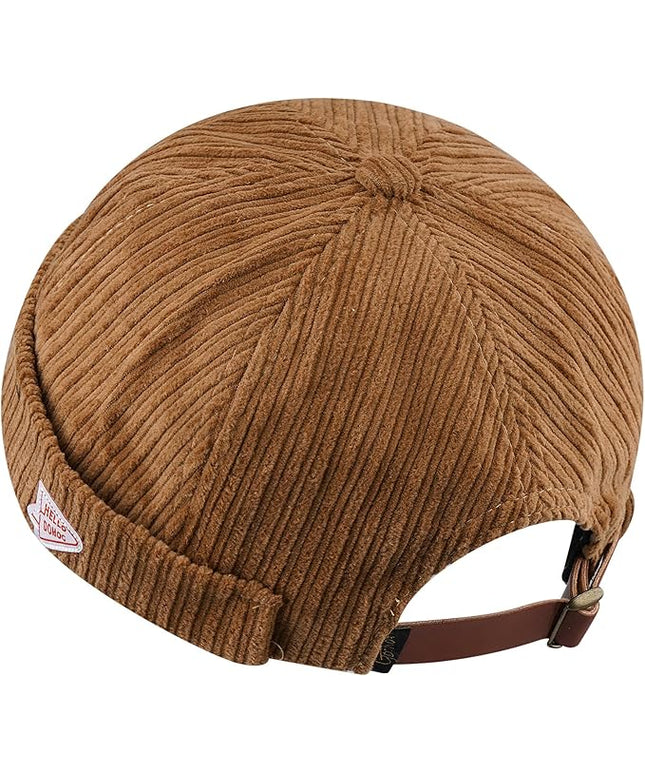 CLAPE Brimless Beanie Hat Corduroy Watch Cap Rolled Cuff Docker Cap Leon Skull Harbour Hat Unisex
