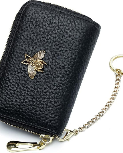 imeetu RFID Credit Card Holder, Small Leather Zipper Card Case Wallet for Women