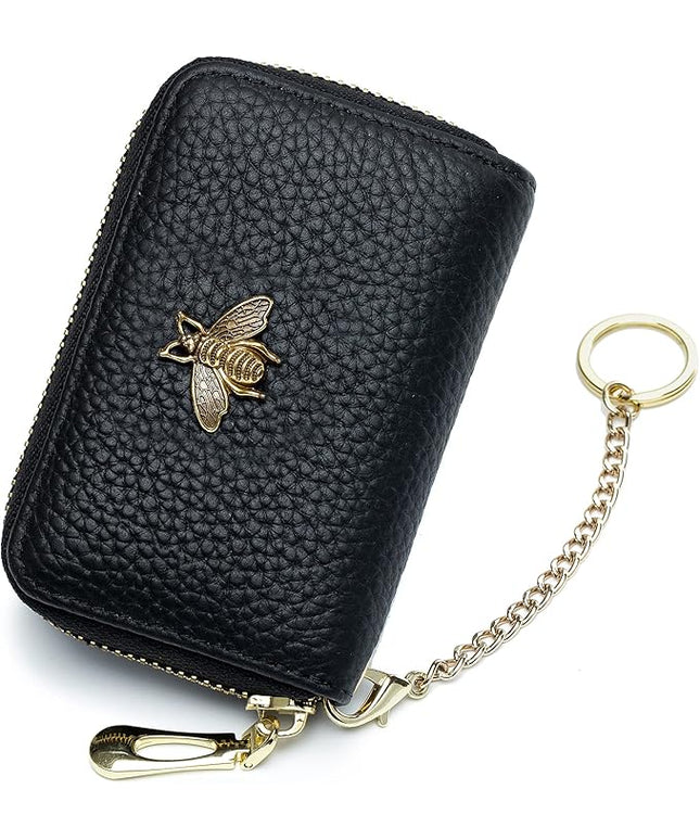 imeetu RFID Credit Card Holder, Small Leather Zipper Card Case Wallet for Women