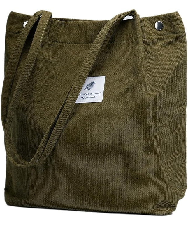 Corduroy Tote Bag Cute Tote Bags for Women Shoulder Bag with Inner Pocket for Work Beach Travel and Shopping Grocery