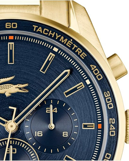 Lacoste Boston Men's Chronograph Watch - Classic Stainless Steel - Tachymeter - Water Resistant up to 5ATM/50 Meters - Modern Design for Him - 42mm