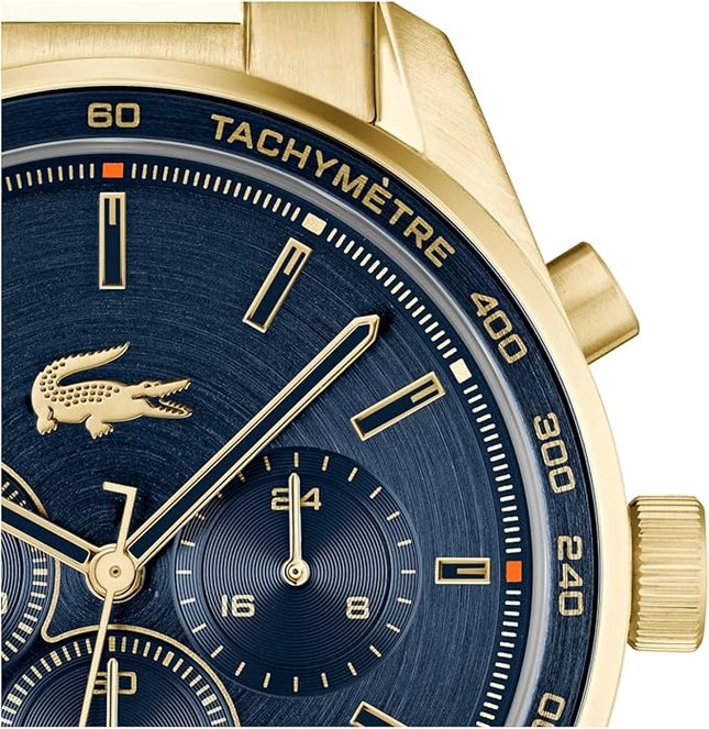 Lacoste Boston Men's Chronograph Watch - Classic Stainless Steel - Tachymeter - Water Resistant up to 5ATM/50 Meters - Modern Design for Him - 42mm
