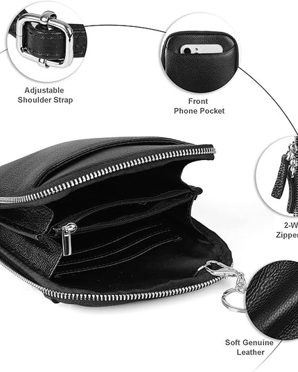 befen Genuine Leather Crossbody Cell Phone Purse for Women, Small Zip Around RFID Blocking Crossbody Wallet Bags