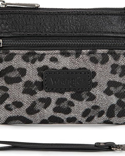 Montana West Wrangler Small Wallet for Women Leopard Print Wristlet Wallets Mini Change Pouch Black