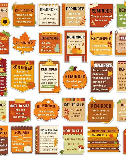 300 Pcs Mental Health Stickers Holiday Positive Affirmation Decor Inspirational Motivational Encouraging Care Quote Decals for Laptop Water Bottle Students Teens Adults(Thanksgiving)