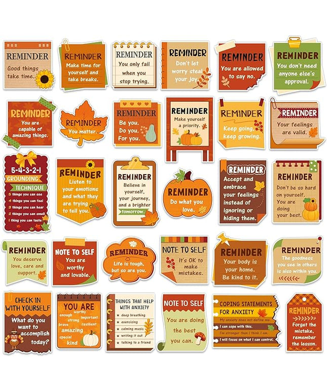 300 Pcs Mental Health Stickers Holiday Positive Affirmation Decor Inspirational Motivational Encouraging Care Quote Decals for Laptop Water Bottle Students Teens Adults(Thanksgiving)