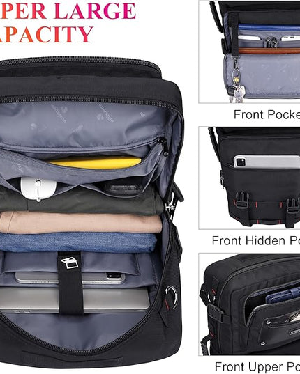 WITZMAN Carry On Travel Backpack for Men Duffle Bags Fit for 17 Inch Laptop Airline Approved Laptop Backpack(B685 Black)
