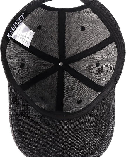 XXL Oversize Washed Denim Baseball Cap,Low Profile Jean Sports Cap for Big Heads 23.5"-25.5",Large Pigment Dyed Dad Hat