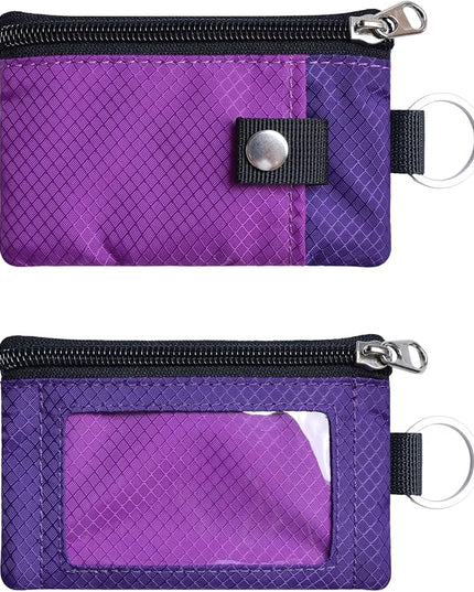 Minimalist RFID Blocking Small Wallet with ID Window,WaterResistant Zip Id Case Wallet with Lanyard Keychain for Cards,Cash,Travel,Women,Men