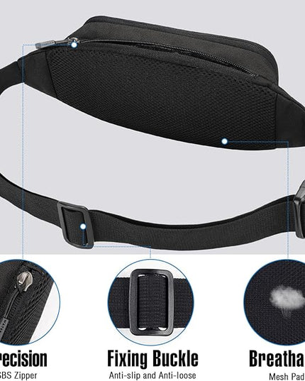 WATERFLY Fanny Pack Waist Bag: Small Hip Pouch Bum Bag Fannie Pack Phanny Fannypack Waistpack Bumbag Beltbag Sport Slim Fashionable for Jogging Hiking Hiker Woman Man