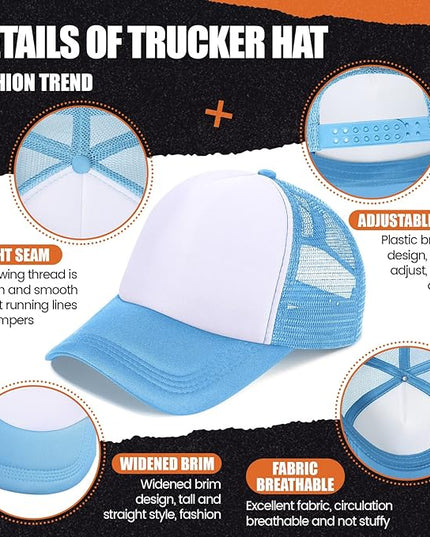 10 Pcs Sublimation Blank Trucker Hats Bulk Mesh Baseball Cap Polyester Mesh Trucker Hat for Men and Women