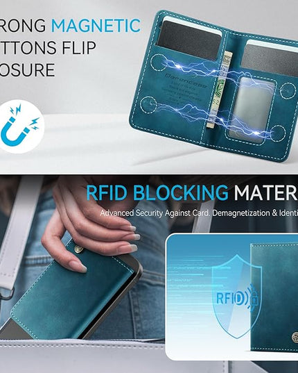 Defencase for Magsafe Wallet Magnetic Card Holder RFID Blocking, PU Leather Minimalist Phone Wallet for MagSafe Phones and Cases for iPhone 17/16/ 15/14/ 13/12/ Pro/Max/Plus/Air, Retro Green