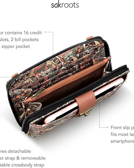 Sakroots Artist Circle Smartphone Crossbody in Coated Canvas, Detachable Wristlet Strap
