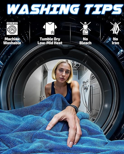 2-Pack 1200 GSM Car Drying Towels – Microfiber Towels for Cars (36" x 24"), Ultra-Absorbent, Streak-Free, Scratch-Free, No Water Spots, Double-Twist Pile & Edgeless Design(Blue)