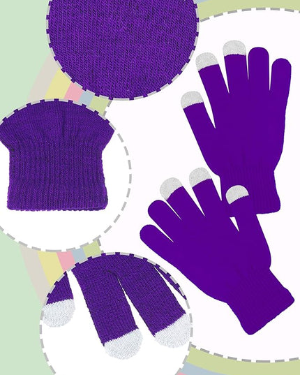 Pangda 12 Pairs Winter Touch Screen Gloves for Men Women Stretch Knitted Texting Gloves Warm Windproof Solid Color Mittens