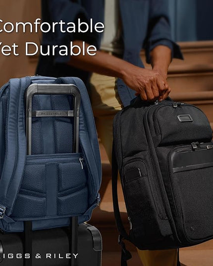 Briggs & Riley Large Cargo Backpack for Women & Men - Laptop Backpack, For Work & Travel, Spacious & Durable, Padded Straps, Fits up to 17" Laptop - @work Collection, Navy