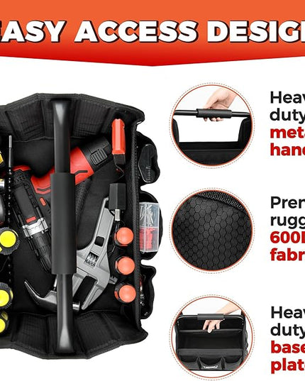 Detailing Caddy Organizer with Handle - Storage, Cars, & Cleaning Caddy for Supplies, Tools, & Home Improvement - Heavy Duty Car Detailing Supplies With Multi-Pockets & Collapsible Tote Design
