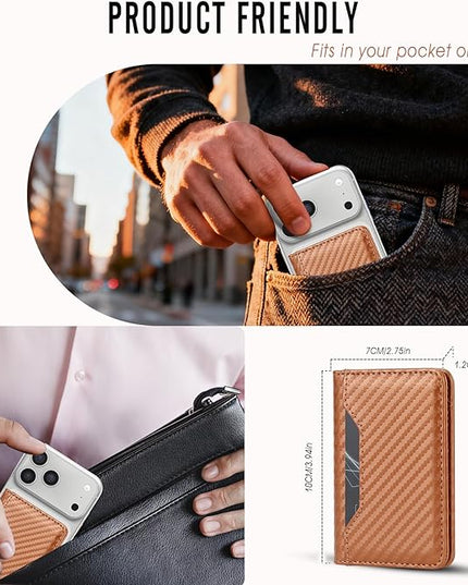 ASAPDOS For MagSafe Wallet,Magnetic Card Holder RFID Blocking Wallet with 5 Card Slots & Cash Pocket For iPhone 17/16/ 15/14/ 13/12/ Pro/Max/Plus/Air Carbon Coffee