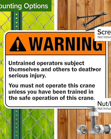 Warning Untrained Operators Subject Themselves And Others To Death Sign, 18x24 Inches, Rust Free .063 Aluminum, Fade Resistant, Made in USA by My Sign Center