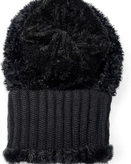 HUAMULAN Women Winter Beanie Hats One Piece Fleece Lined Knit Balaclavas Mask Set Skull Neck Circle Scarf Ski Snow Hat Pompom