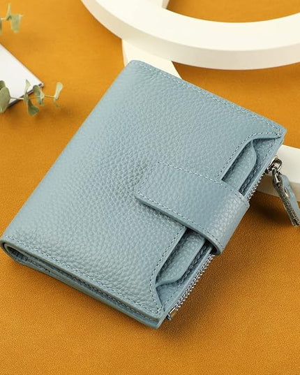 Lavemi Small Compact Women Wallet RFID Blocking Genuine Leather Bifold Purse with ID Windows