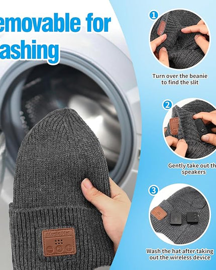 Bluetooth Beanie for Men Women, HD Stereo Sound Beanie with Headphones, Unique Tech Gifts for Men Husband Him Teen