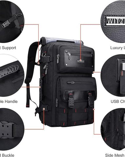 WITZMAN Carry On Travel Backpack for Men Duffle Bags Fit for 17 Inch Laptop Airline Approved Laptop Backpack(B685 Black)