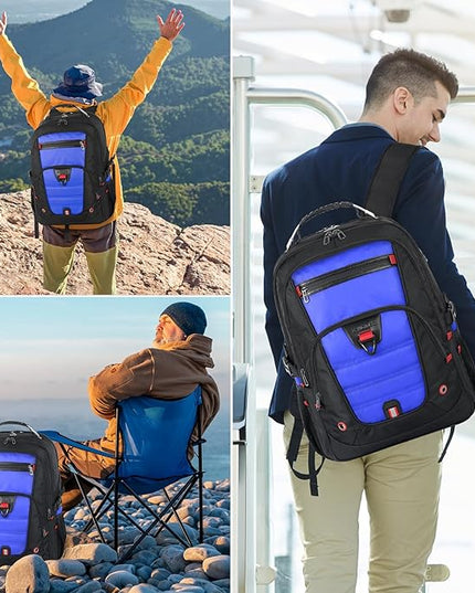 Z-MGKISS Gaming Laptop Travel Backpack Fits 18.4"-19" Laptops, Extra Large TSA Carry On Bag, College Business Work Mens Backpack, Blue